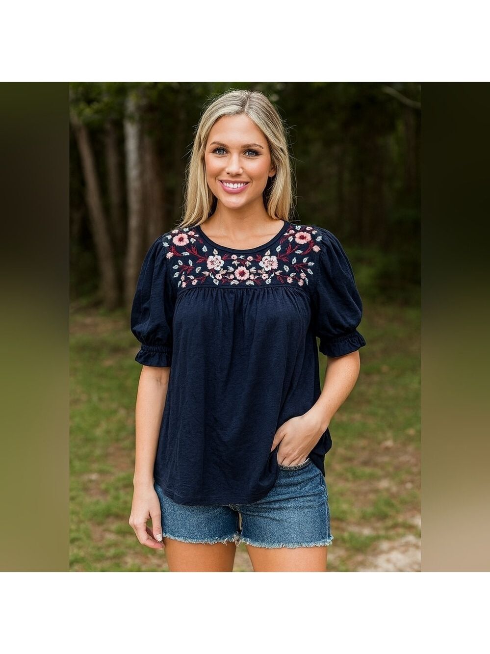 KEEP IN Touch Boho Embroidered Short Sleeve Blouse